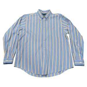 Polo Ralph Lauren Mens Button Down Shirt Custom XL Blue Pink Wht Stripe Preppy